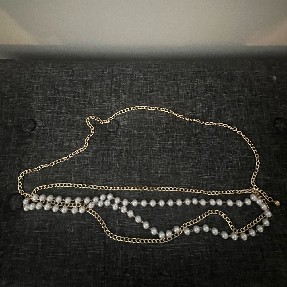 Gold and Pearl Chain Belt